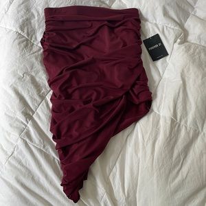 New Ruched Asymmetrical Mini Skirt.